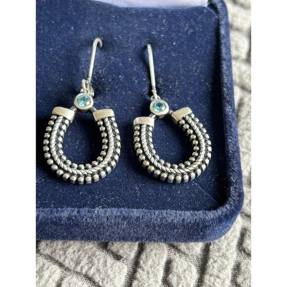 Montana Silversmiths Jewelry - Montana Silversmiths Dangle Earrings Horseshoe And Aqua Rhinestone Western NIB